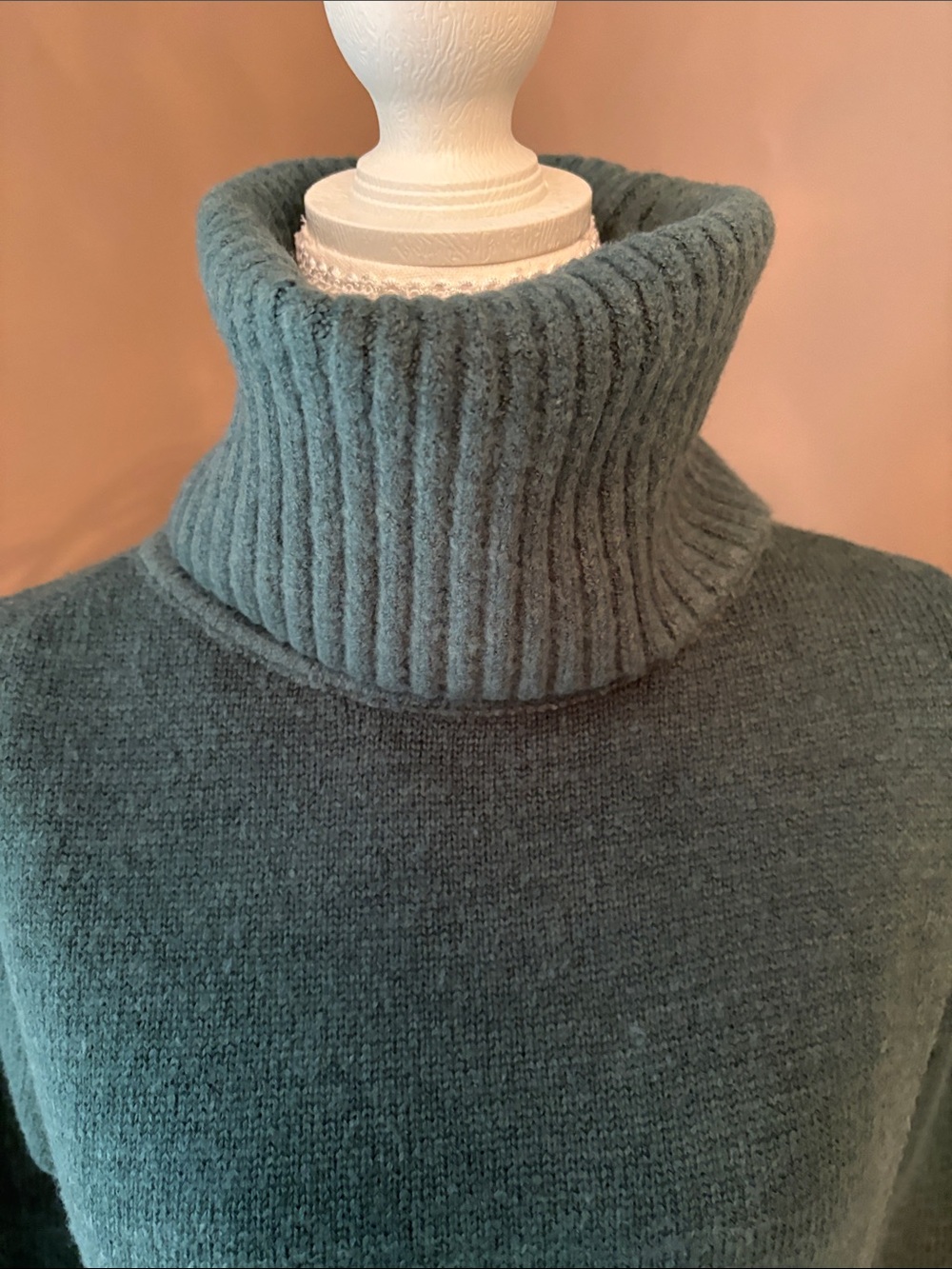 Turtleneck Longline Sweater Long - Teal - Picture 2 of 10
